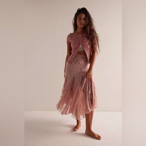 NWT Free People Intimately Dusty Pink Lace Skirt